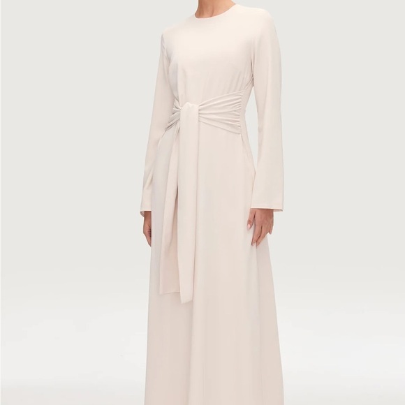 Gray Ruched Wrap Dress with Bishop Sleeves - Picture 6 of 9